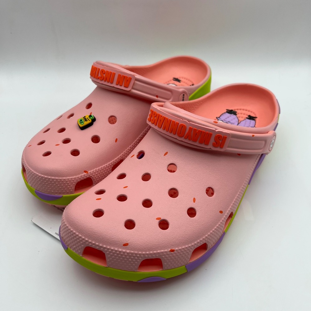 Crocs SpongeBob Patrick Classic Clog Mens 11 Pink Pattern Is Mayonnaise Strap